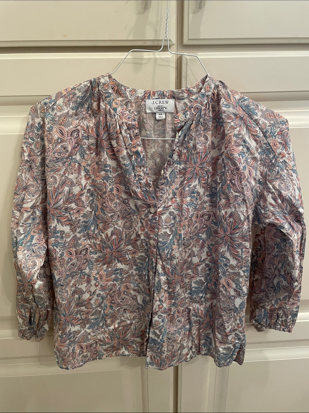 J Crew pastel liberty print button front blouse sz xs